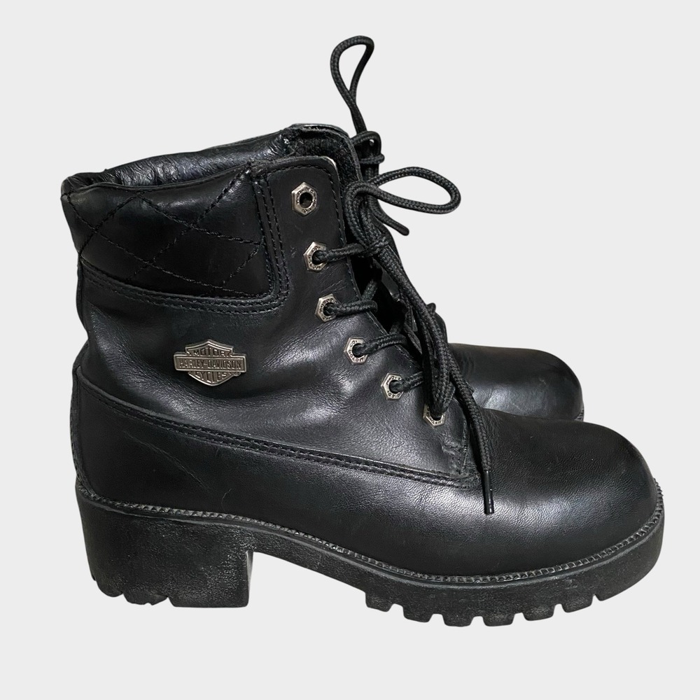 Harley-Davidson Cruise Control Ankle Boots Women Size 8 EU 39 Black Leather